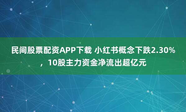 民间股票配资APP下载 小红书概念下跌2.30%，10股主力资金净流出超亿元